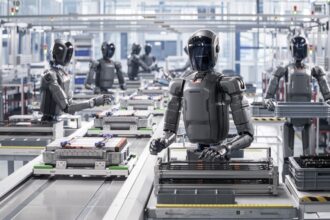 Représentation d’une intelligence artificielle analysant des données, symbolisant les progrès technologiques et les interrogations sur l’avenir de l’humanité.