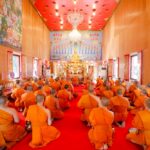 Temple bouddhiste en Thaïlande après l’exclusion de moines testés positifs à la méthamphétamine.