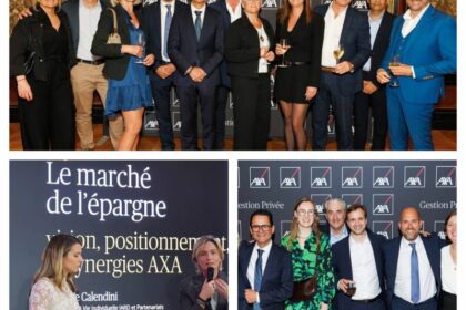 Photographie de Corinne Calendini lors de la cérémonie des Awards de la Gestion Privée, dans un cadre élégant à la Place Vendôme.