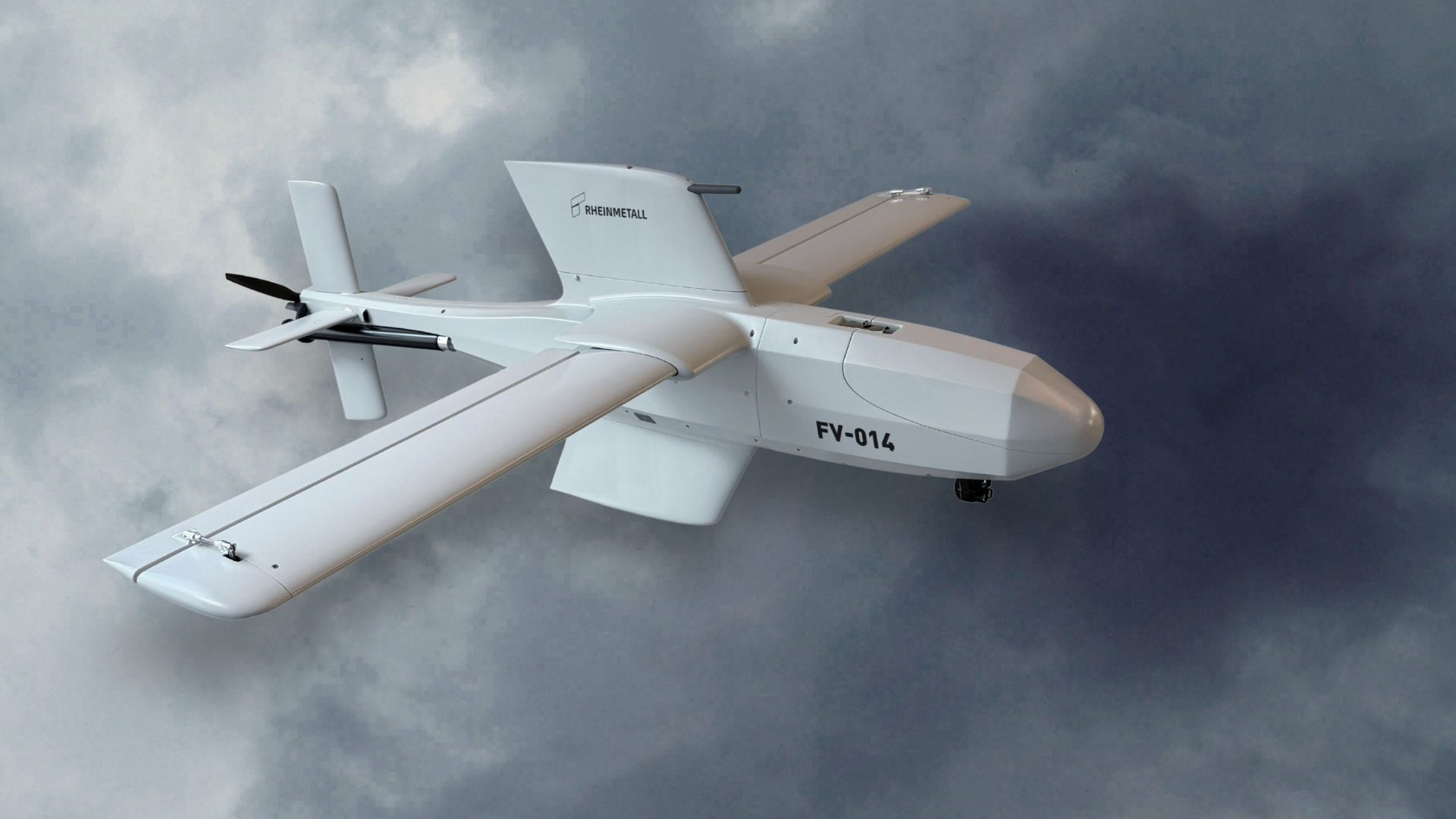 Illustration du drone FV‑014 de Rheinmetall, une munition rôdeuse européenne dotée de capacités de reconnaissance et d’attaque pour la Bundeswehr.