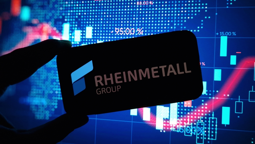 Graphique montrant l’évolution du cours de l’action Rheinmetall et les tendances boursières du groupe de défense.
