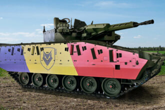Véhicule de combat Rheinmetall Lynx KF41 exposé au salon BSDA 2026 à Bucarest
