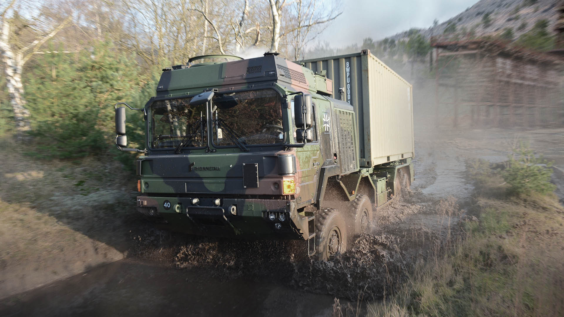 Camions militaires Rheinmetall UTF 4x4, 6x6 et 8x8 destinés à la Bundeswehr dans le cadre d’un contrat logistique majeur.
