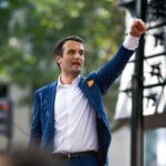 Florian Philippot lors d’une prise de parole publique, annonçant sa candidature à l’élection présidentielle de 2027.