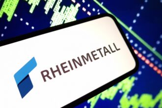 Graphique montrant la progression de l’action Rheinmetall sur le DAX, dans un contexte de tensions géopolitiques et de renforcement de la défense européenne.