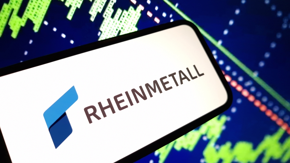 Graphique montrant la progression de l’action Rheinmetall sur le DAX, dans un contexte de tensions géopolitiques et de renforcement de la défense européenne.