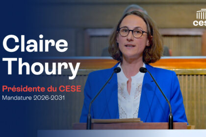 Claire Thoury élue présidente du CESE lors de la séance plénière du 20 mai 2026, prononçant son discours d’installation.