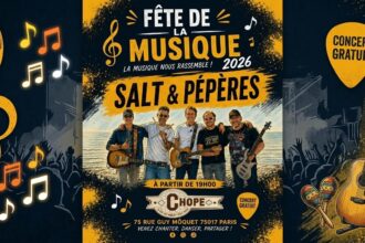 Musiciens jouant dans la rue le 21 juin, symbolisant la liberté, la convivialité et la culture vivante à l’ère de l’intelligence artificielle.