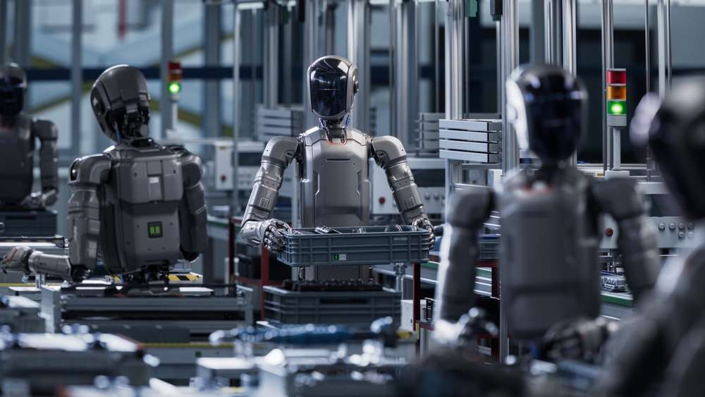 Illustration d’un employé de bureau utilisant des outils d’intelligence artificielle pour automatiser des tâches et améliorer sa productivité.