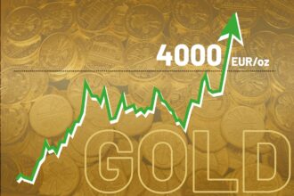 Lingots d'or et courbe de progression du cours de l'or en bourse
